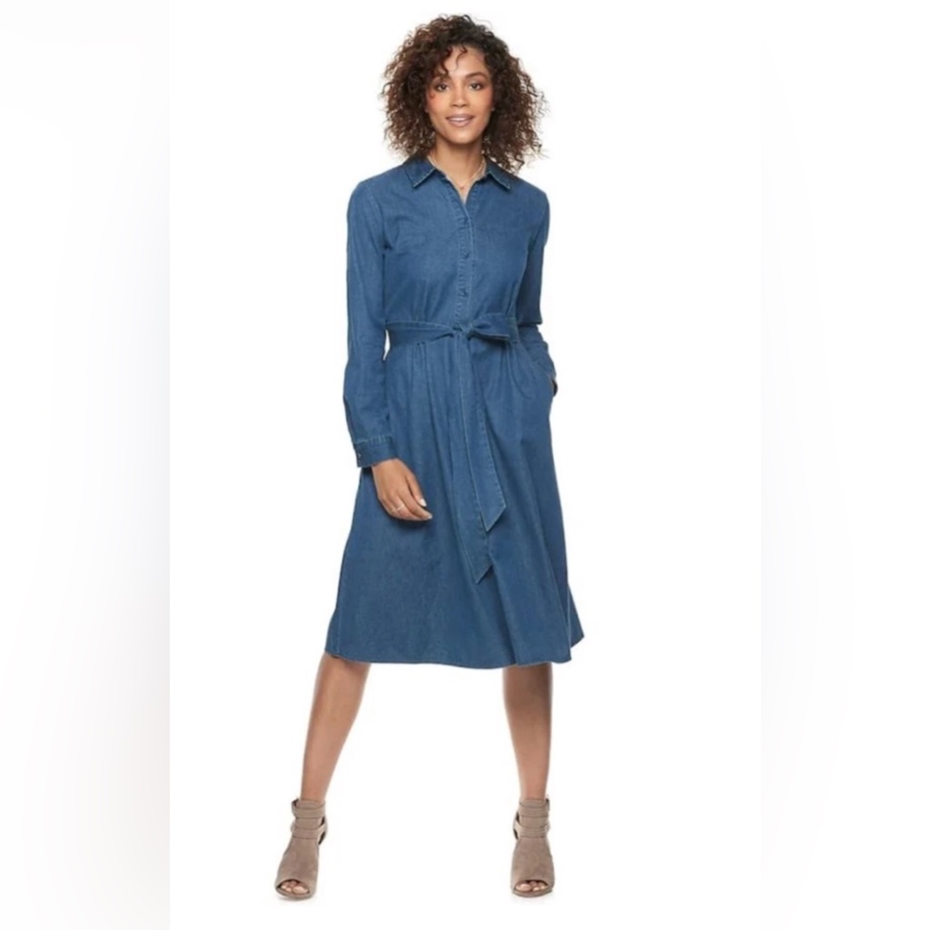 Popsugar Denim Midi Shirt Dress